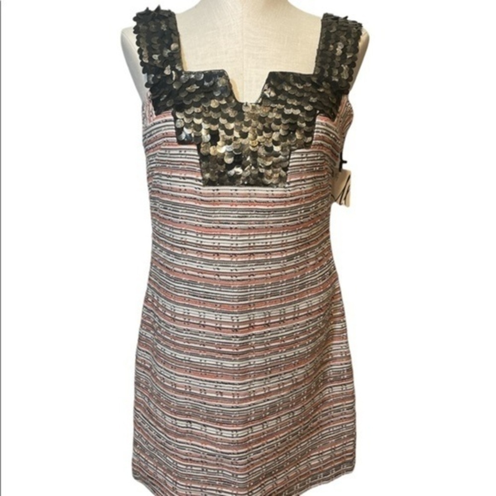 Milly womens Dress sequin block shift dress multicolor NWT Sz 2